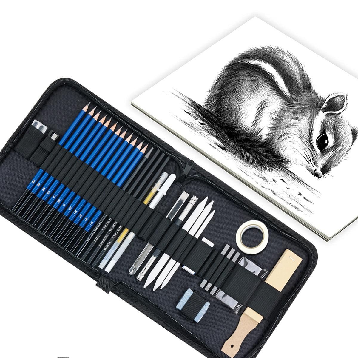36 Pieces Sketch Pencil Set Professional Drawing Sketch Set Beginner Brush Art Supplies
