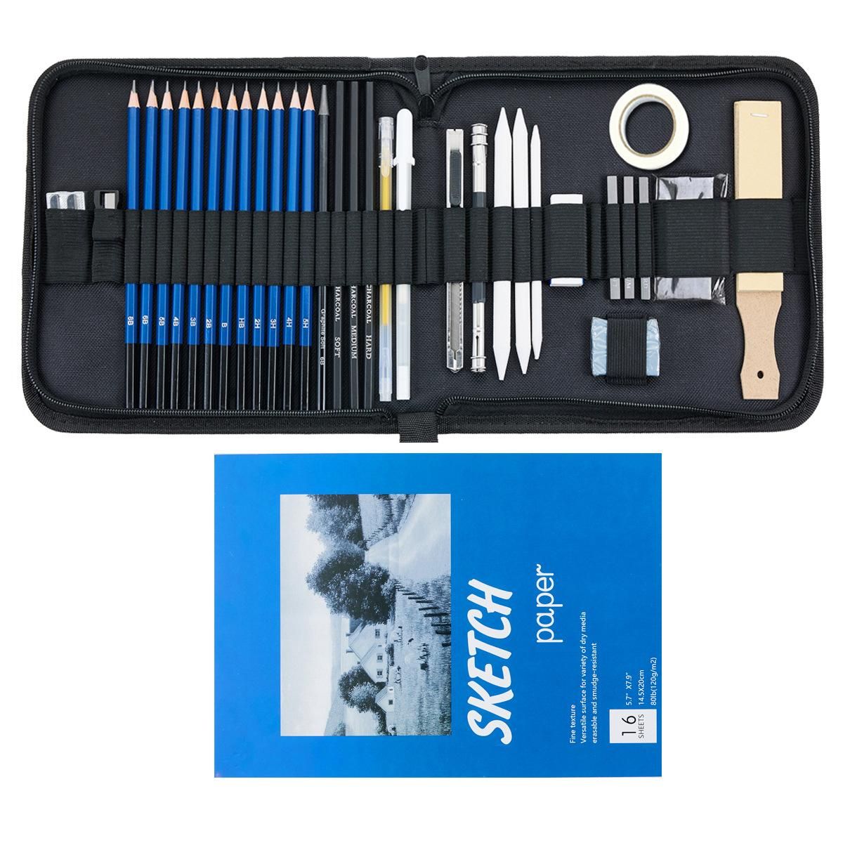 36 Pieces Sketch Pencil Set Professional Drawing Sketch Set Beginner Brush Art Supplies