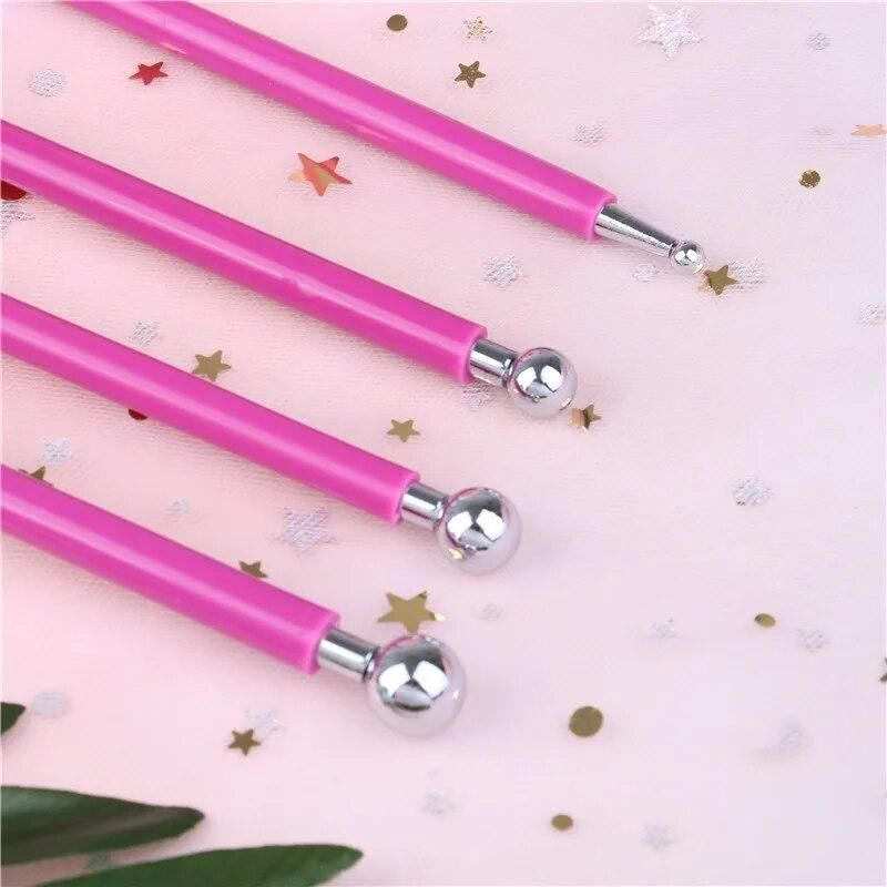 4pcs Fondant Cake Decorating Pen Metal Ball Flowers Sugar Craft Modelling Tools