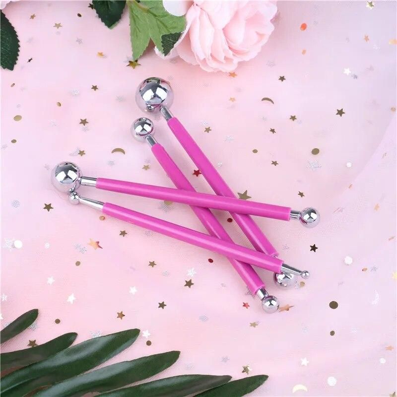 4pcs Fondant Cake Decorating Pen Metal Ball Flowers Sugar Craft Modelling Tools