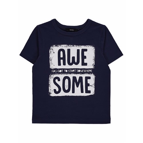 Navy Awesome Slogan T-shirt