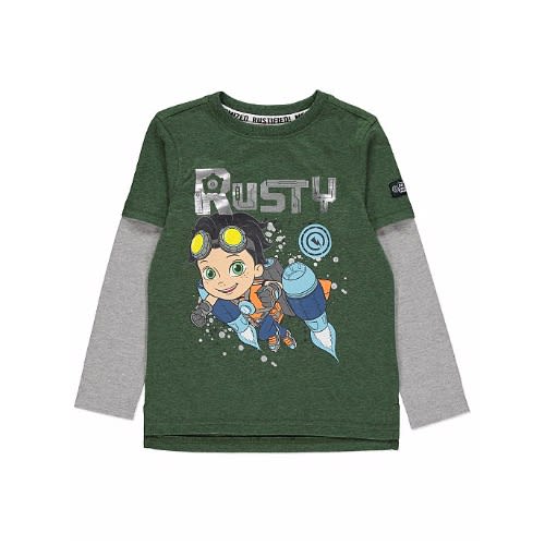 Green Rusty Rivets Long Sleeve Top