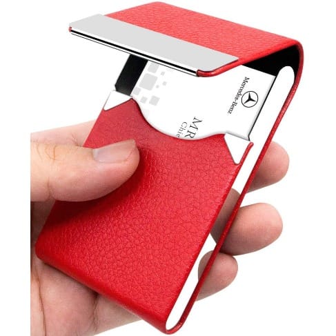 Padike Pu Leather Business Card Holder - Red
