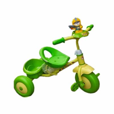 Happy Family Baby Tricycle With Carrier - Green & Yellow