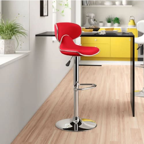Bar Stool With Swivel Adjustable Height - Red