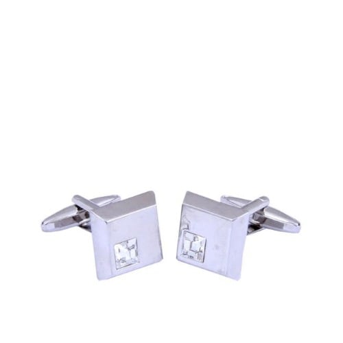 Square Shaped Cufflinks with Stud - Silver - MC-3974