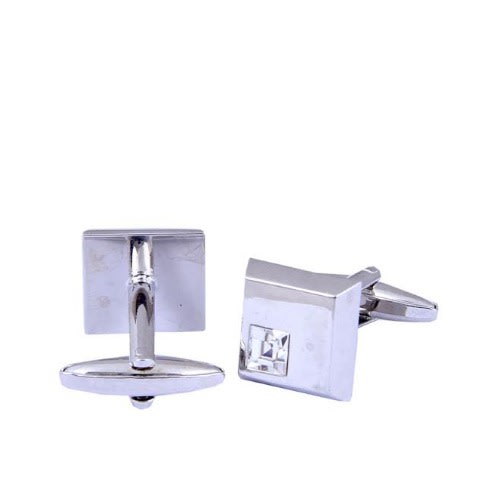 Square Shaped Cufflinks with Stud - Silver - MC-3974