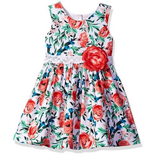 Floral Print Crochet Flower Dress