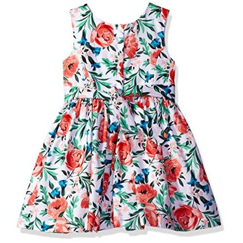 Floral Print Crochet Flower Dress