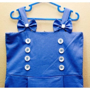 Girl's Polka Dot Dress - Sky Blue