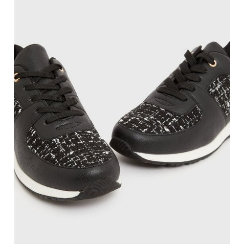 Check Boucle Trainers - Black