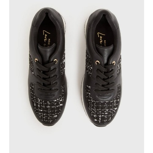 Check Boucle Trainers - Black