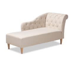 Corbin Modern And Contemporary Beige Fabric Upholstered Oak Chaise Lounge