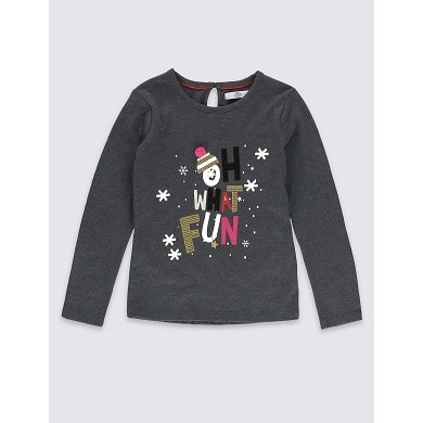Cotton Blend Long Sleeve Top