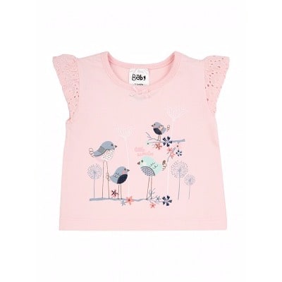 Baby Girl Pink Bird Print T-Shirt