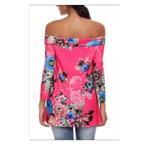 Floral Off Shoulder Crisscross Top - Rosy