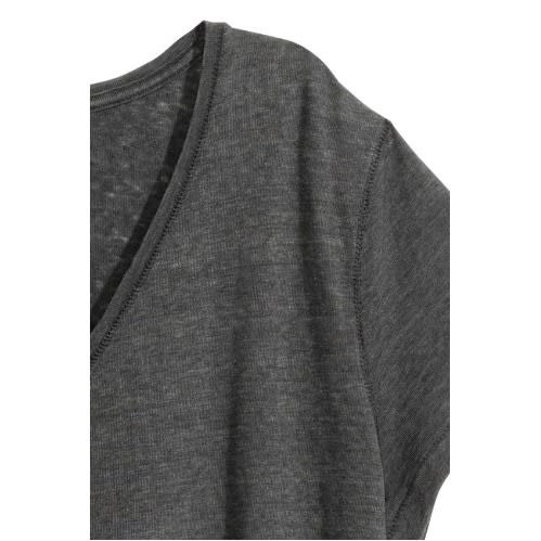 Dip Hem Jersey Top- Dark Grey