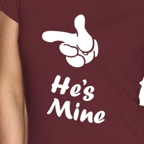 MINE & HERS 2-in-1 Bundle Printed Couples T-Shirt WINE