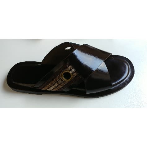 Tututu Crossover Italian Leather Slippers - Chocolate Brown