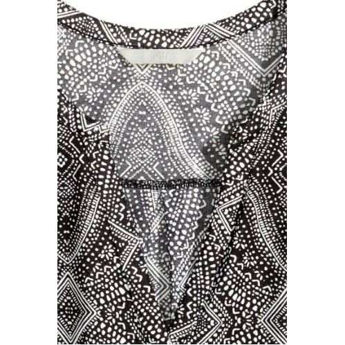 Patterned Jersey Blouse - Black And White