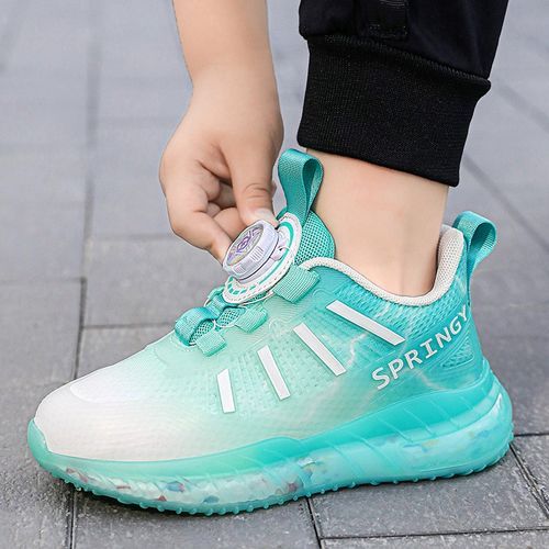 Mesh Kids Shoes Girl Sneakers Rotating Buckle Kid's Sports Shoes Blue