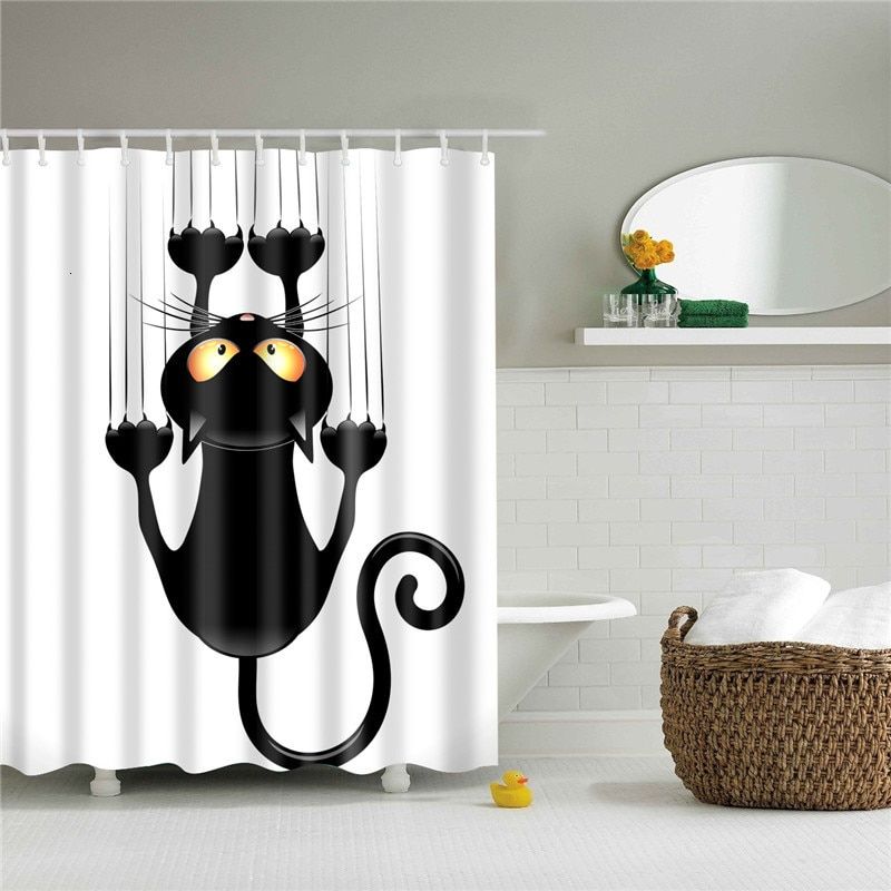Funny Shower Curtains Bathroom Curtain With Hooks Decor Waterproof Cat Dog 3d Bath 180*180cm Creative Personality Shower Curtain Tp527
