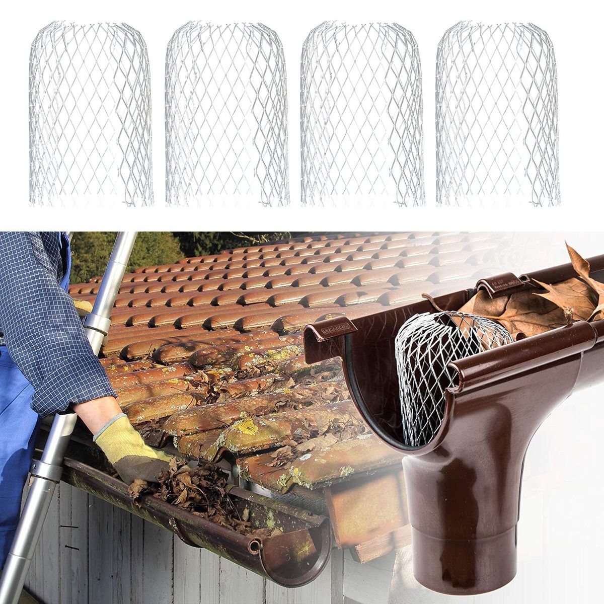 4Pcs Downpipe Gutter Sink Protection Ring Stainless Steel