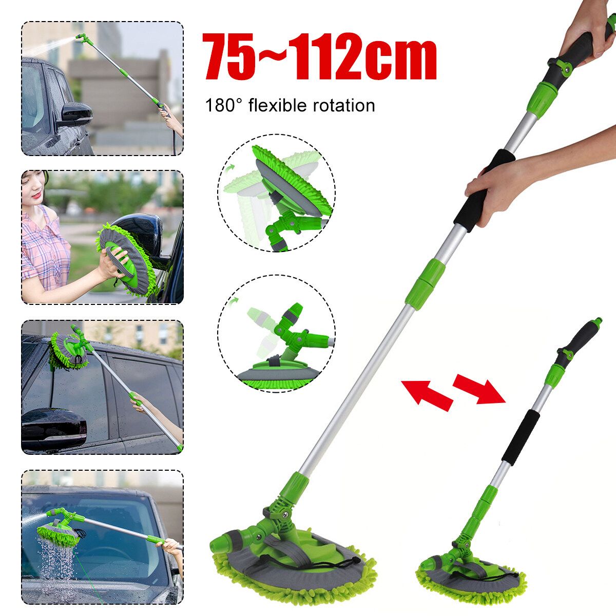 Rinse - 2 IN 1 Telescopic Car Wash Brush Chenille Mop Car House Cleaning Brush