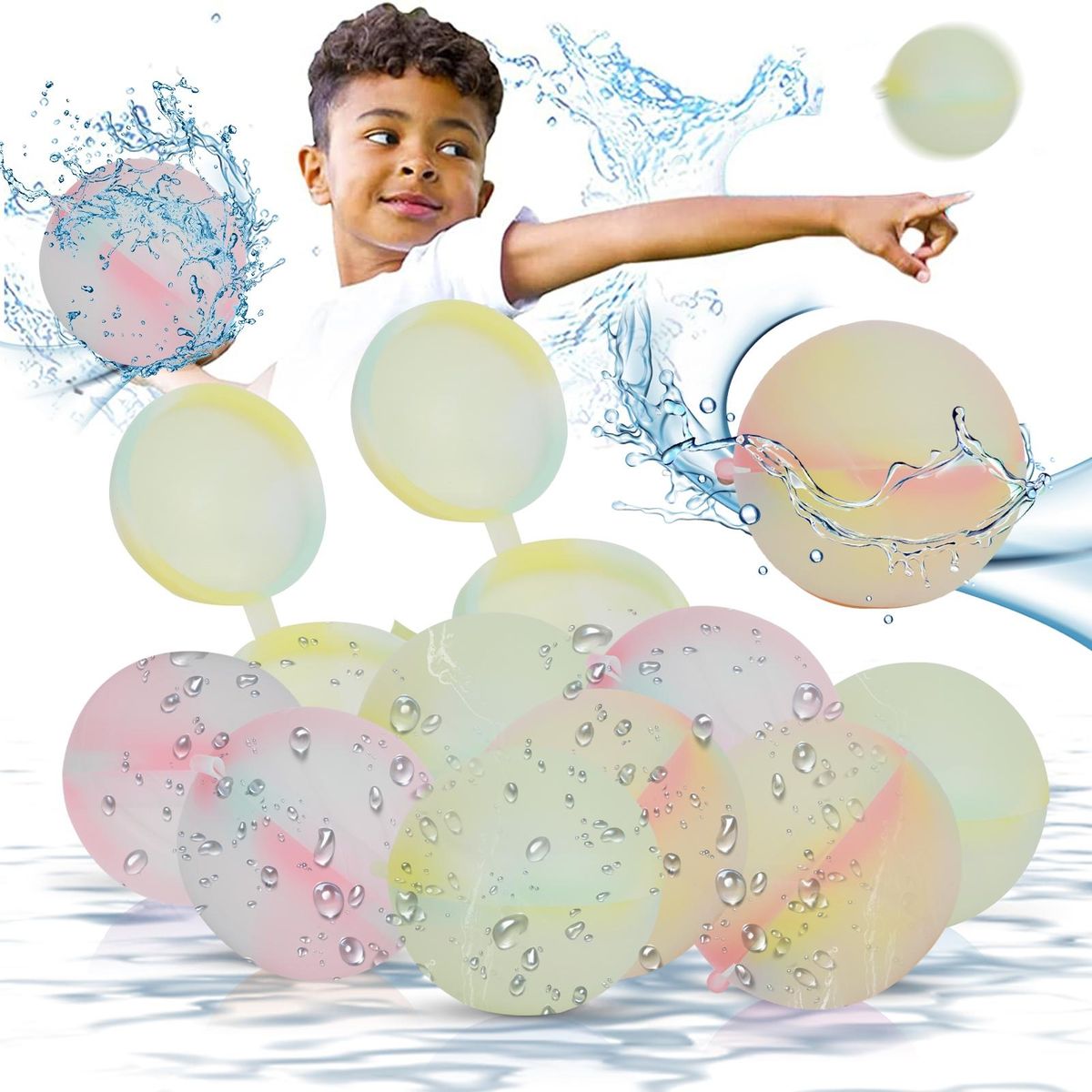 3612Pcs Water-filled Balls Water Splash Balls Kids Water Game Light Blue