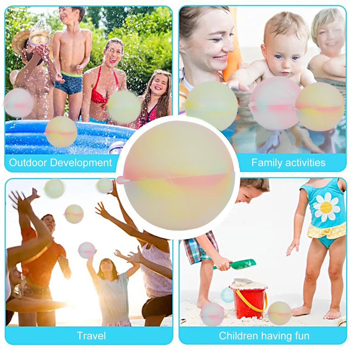 3612Pcs Water-filled Balls Water Splash Balls Kids Water Game Light Blue