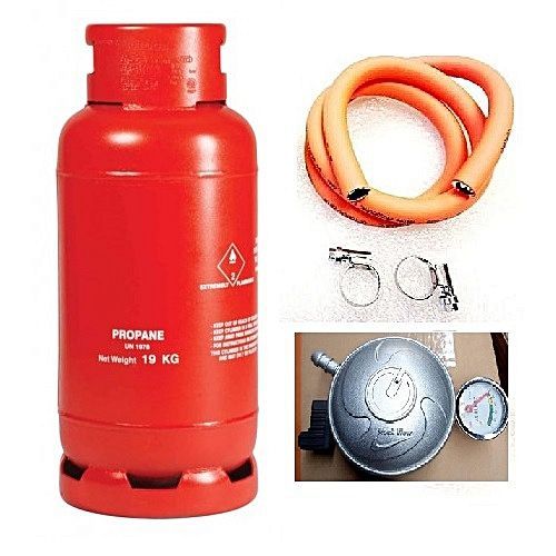 19kg Cylinder, 3yards Hose,Regulator,+ Meter &Clips