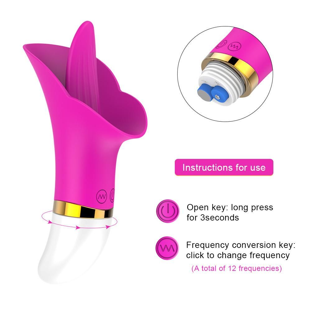 12-frequency tongue vibrator silicone honey tongue and mouth love vibrating massager female masturbation tongue licking to stimulate the clitoris Purple battery