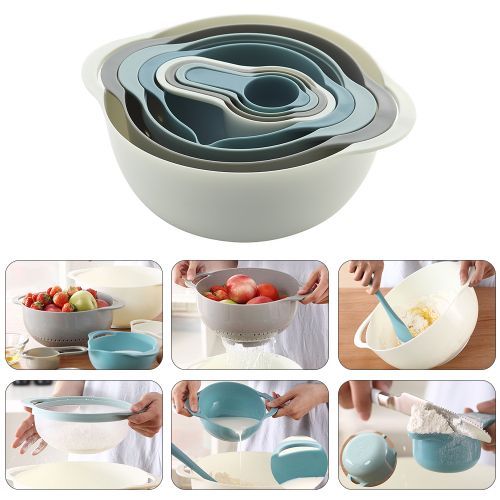 8Pcs/Set Mixing Bowls BPA Free Nesting Stackable Bowls Set Including Measuring Cups