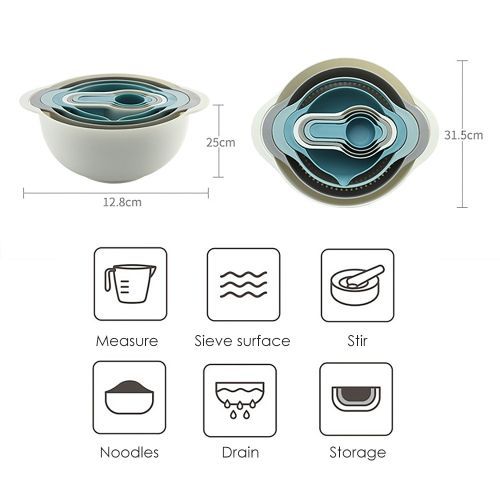 8Pcs/Set Mixing Bowls BPA Free Nesting Stackable Bowls Set Including Measuring Cups