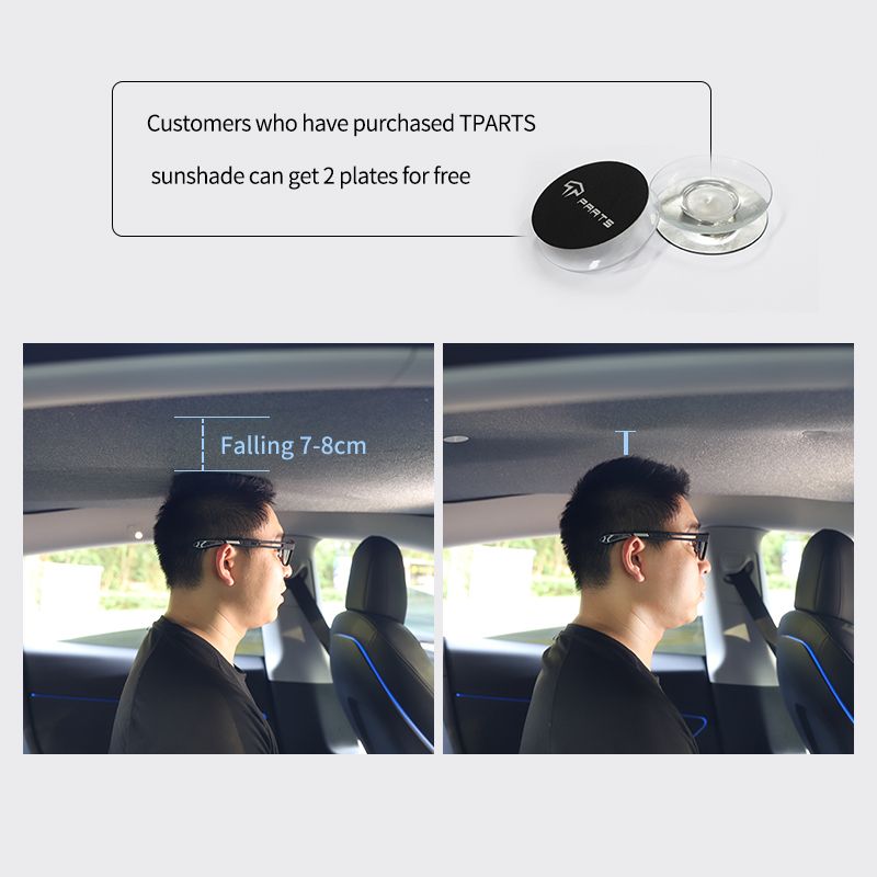 TPARTS｜Compatifor With Tesla Upgrade SunShades Anti-falling Absorption Magnetic Plate Suck GlRoof Sunshade 2pcs Per Set