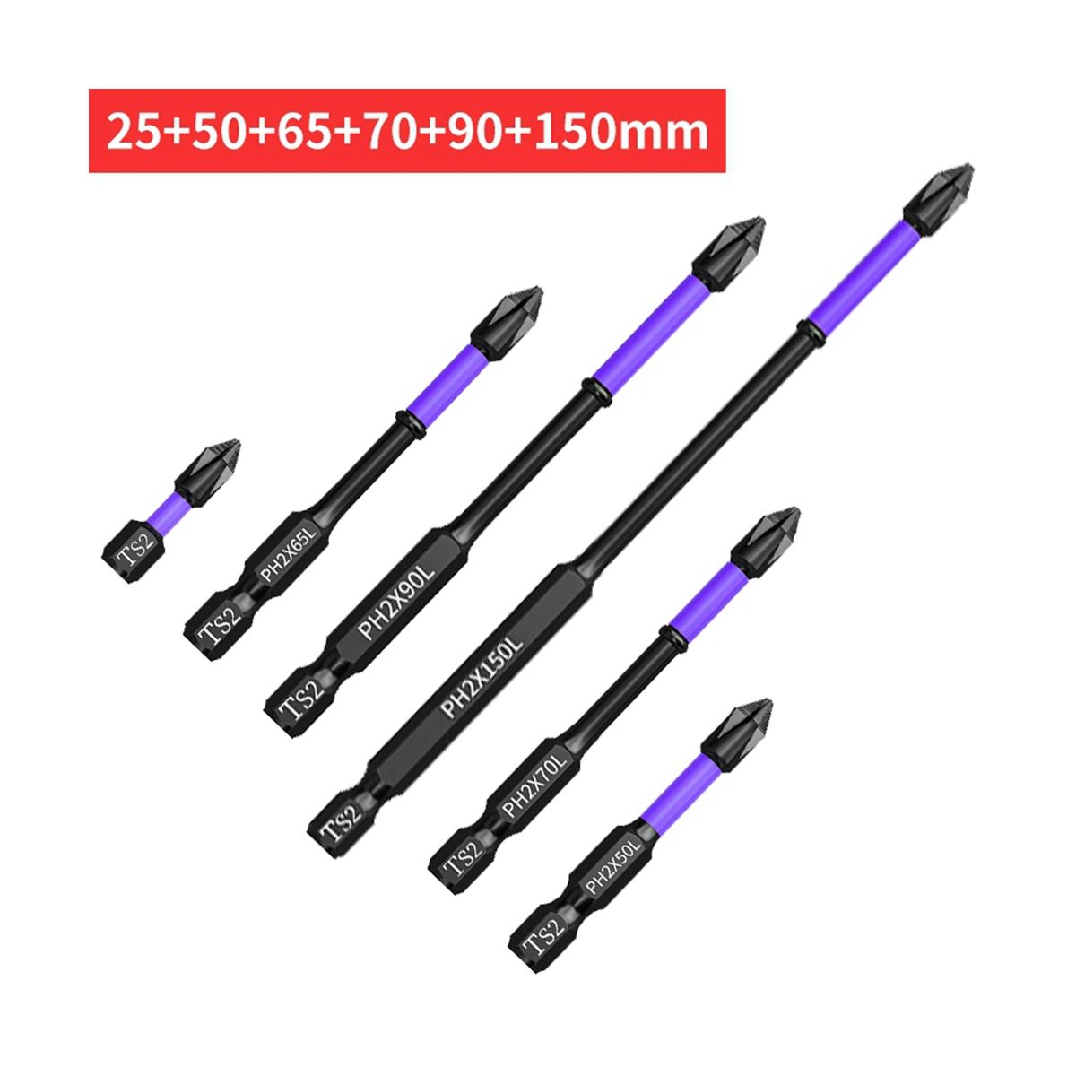 PH2 Magnetic Batch Head Crosses Screwdriver Impact Drill Bit Screw 70mm Non- Electric Screwdriver Power Tools