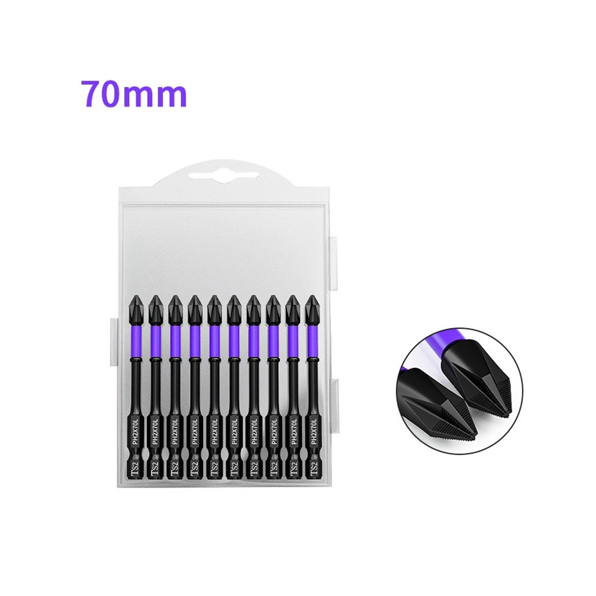 PH2 Magnetic Batch Head Crosses Screwdriver Impact Drill Bit Screw 70mm Non- Electric Screwdriver Power Tools
