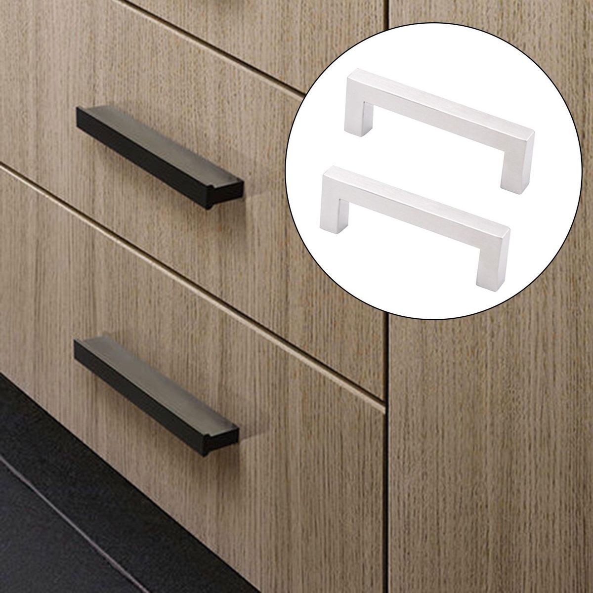 2Pcs Drawer Handles Gate Hardware Decorative Pulls Argent