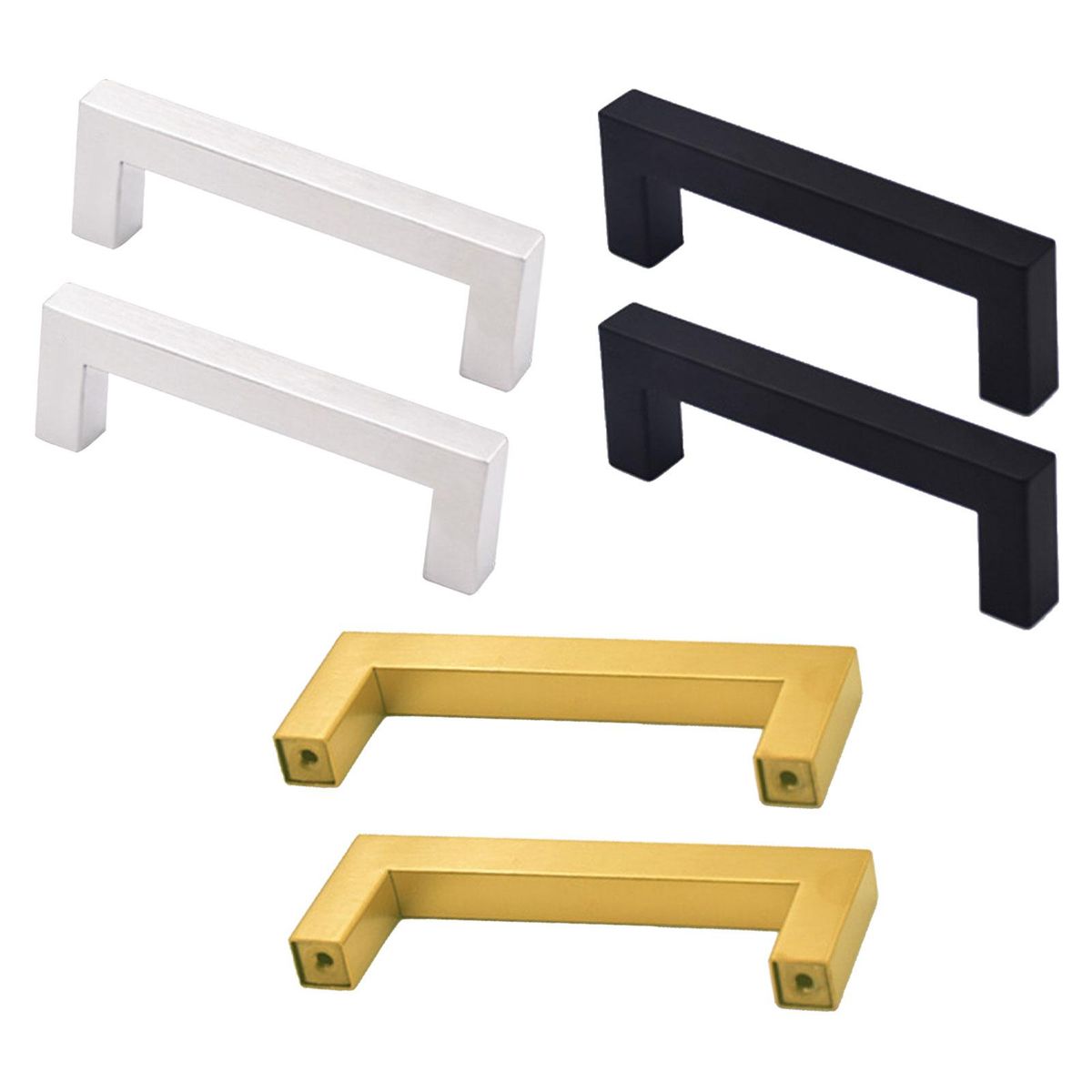 2Pcs Drawer Handles Gate Hardware Decorative Pulls Argent
