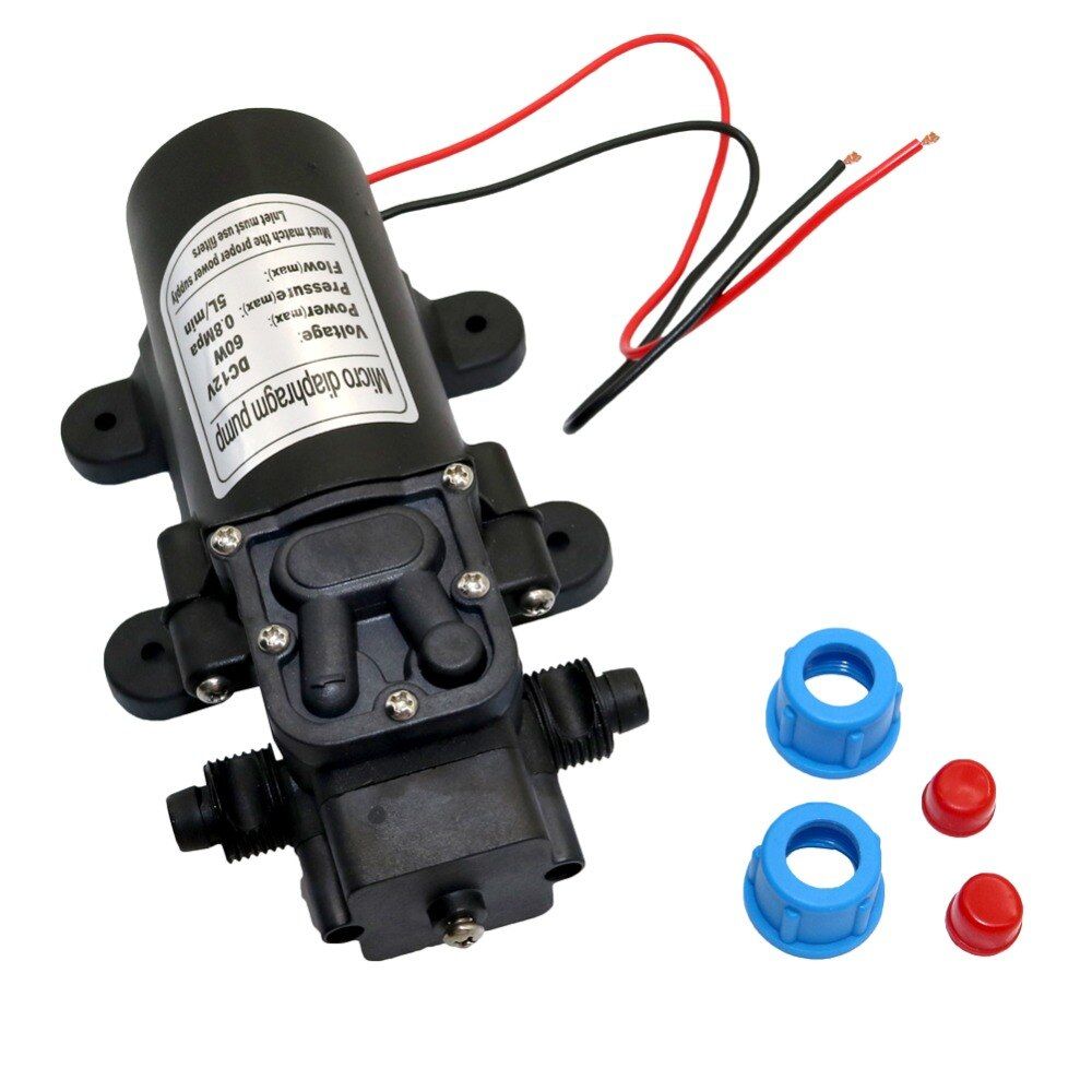 DC 12V 60W Micro Diaphragm Water Pump Garden Irrigation High Pressure 18mm 1/2" Male Thread Interface Self-Priming Booster Pump