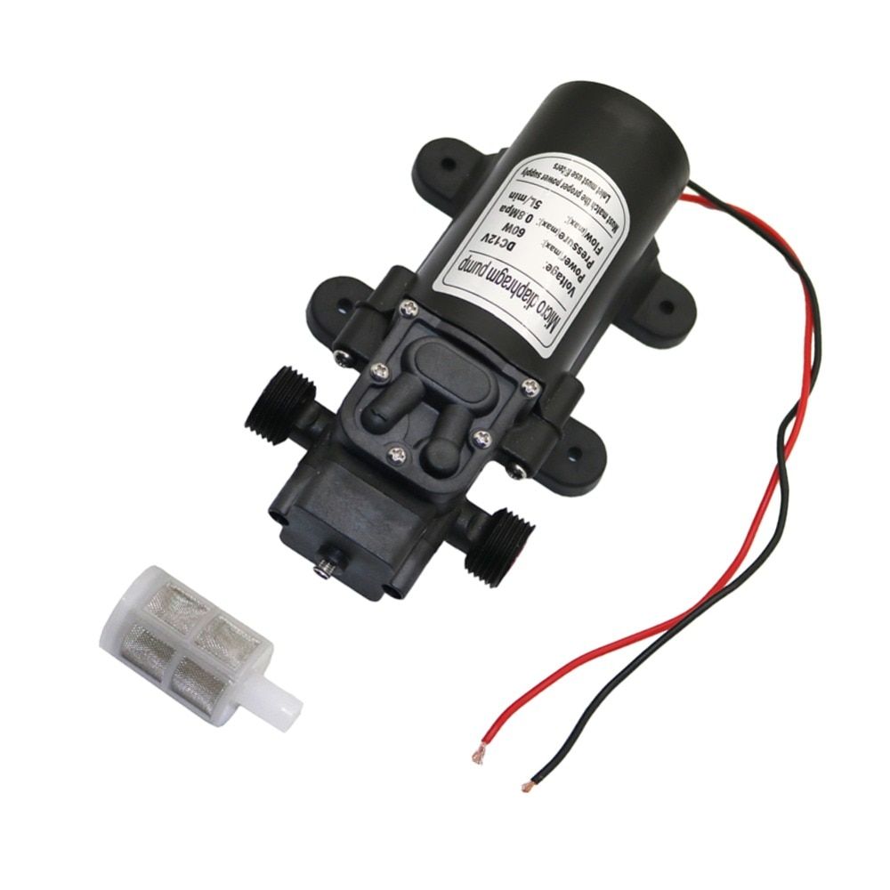 DC 12V 60W Micro Diaphragm Water Pump Garden Irrigation High Pressure 18mm 1/2" Male Thread Interface Self-Priming Booster Pump