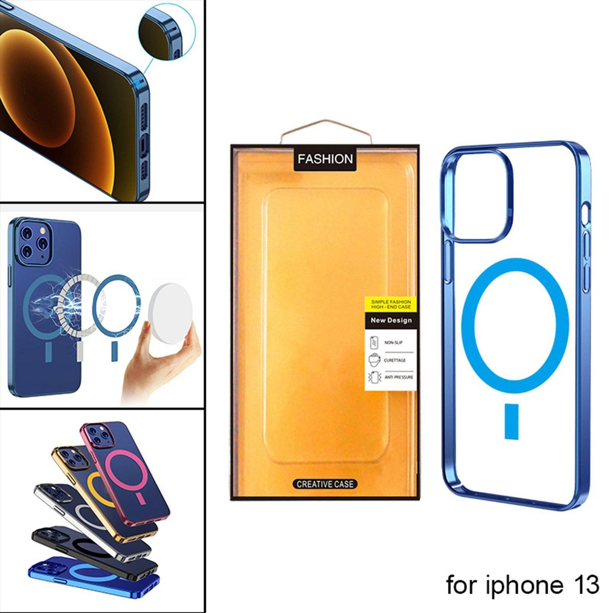 Mobile Phone Case Anti-Fall Scratch Resistant Clear Shockproof Blue 13
