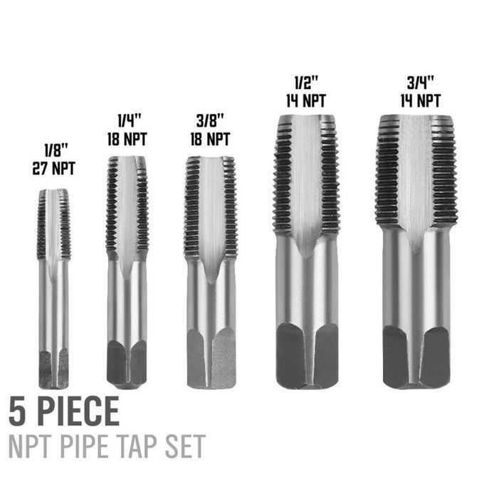 5x NPT Pipe Tap Set Thread Forming Taps Clean Damaged Pipe Threads 3 B
