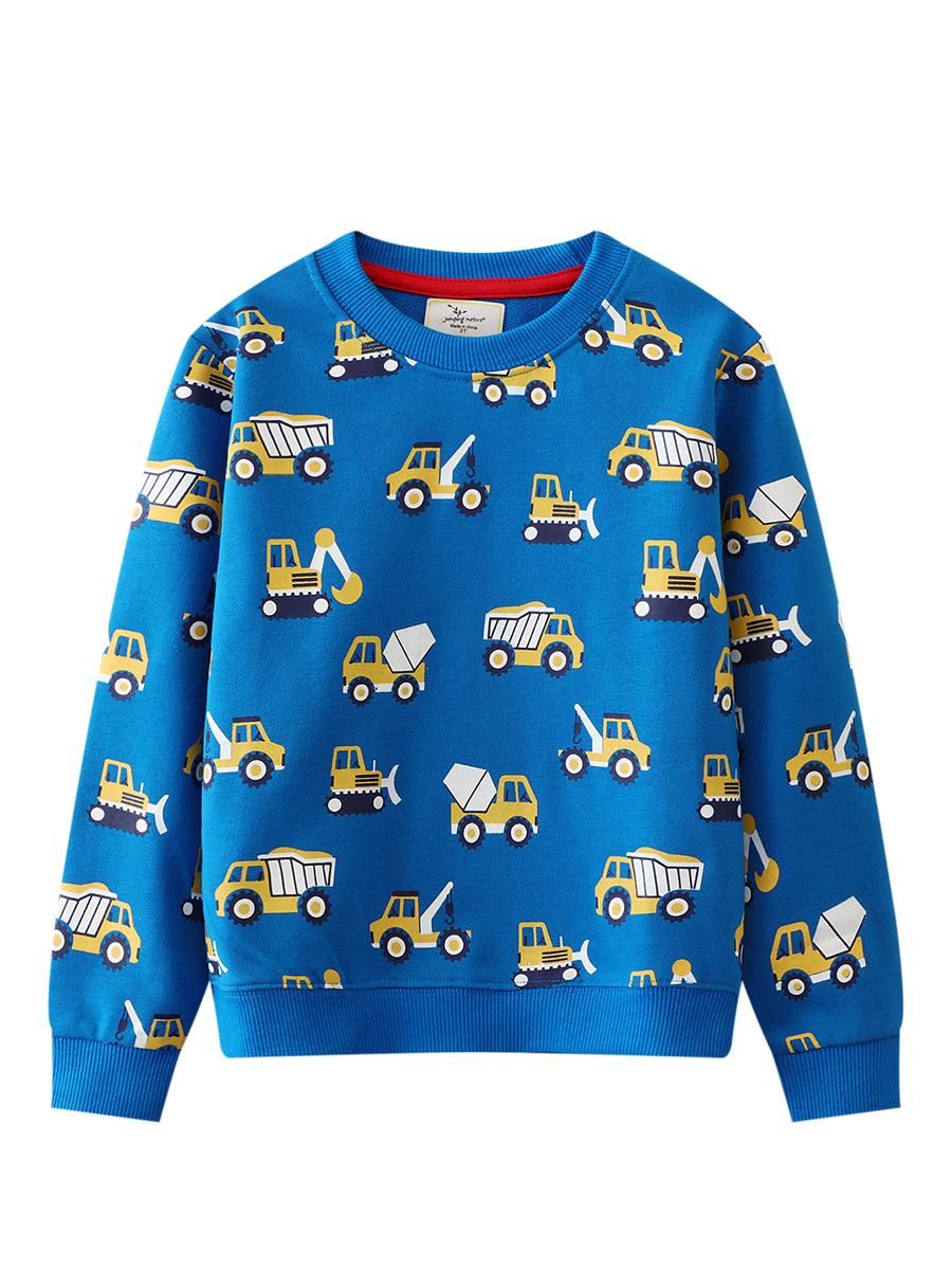 Boys Sweatshirt New Printed Pullover Sweatshirt Blue