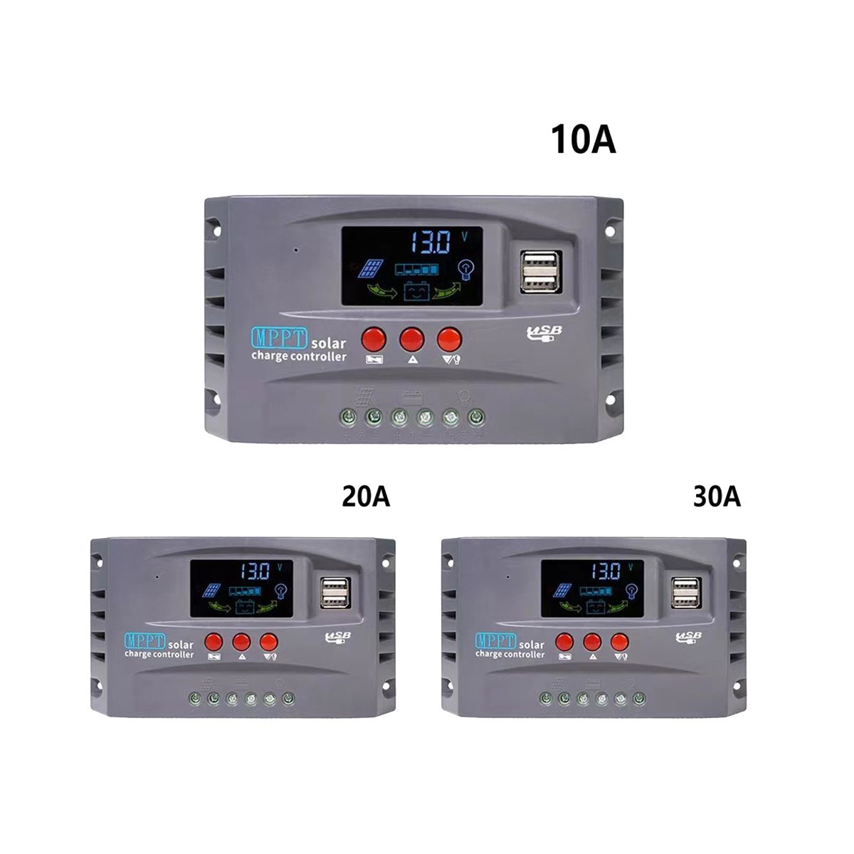 12V 24V MPPT Solar Charging Controller Smart Display Dual USB Voltage Stabilizing Controller Protection10A