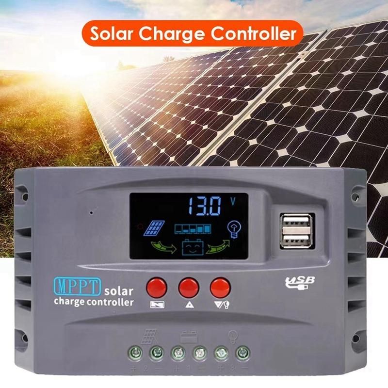12V 24V MPPT Solar Charging Controller Smart Display Dual USB Voltage Stabilizing Controller Protection10A