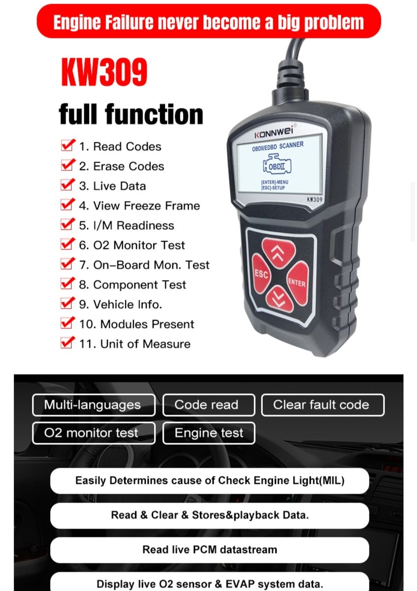Car Scanner OBDII/OBD2 KW309