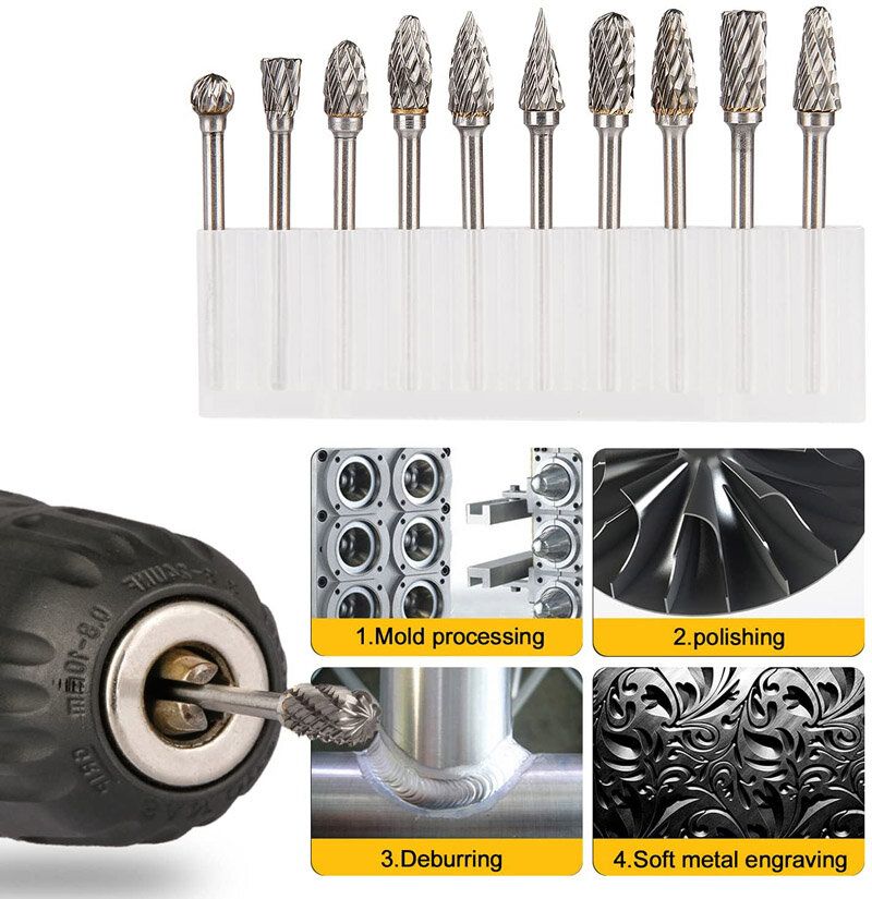 Carbide Burr Set Compatible With Dremel 1/8\" Shank 20PCS