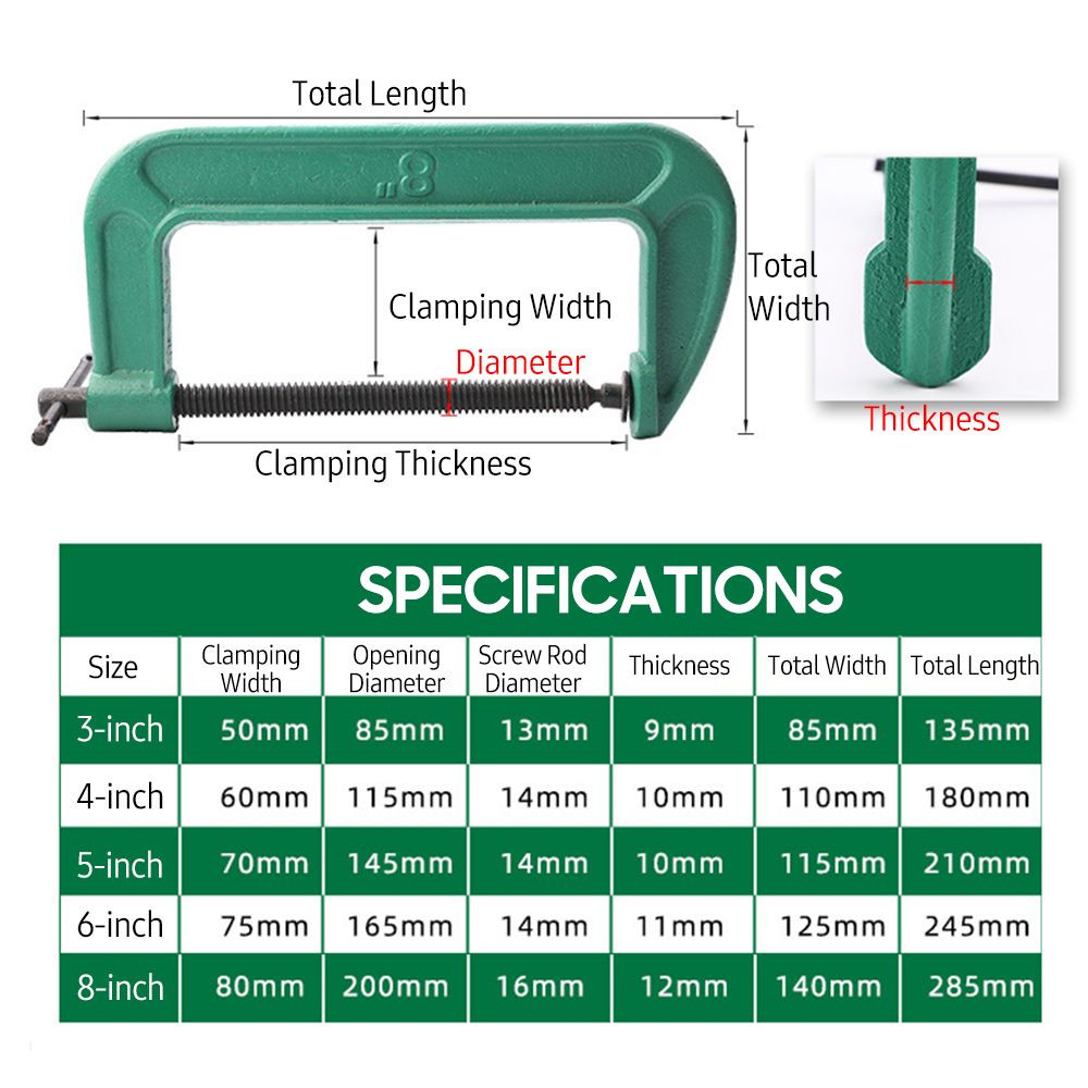 5-inch G Clamp C-Clamp Heavy Duty Cast Steel Fixation Clamp