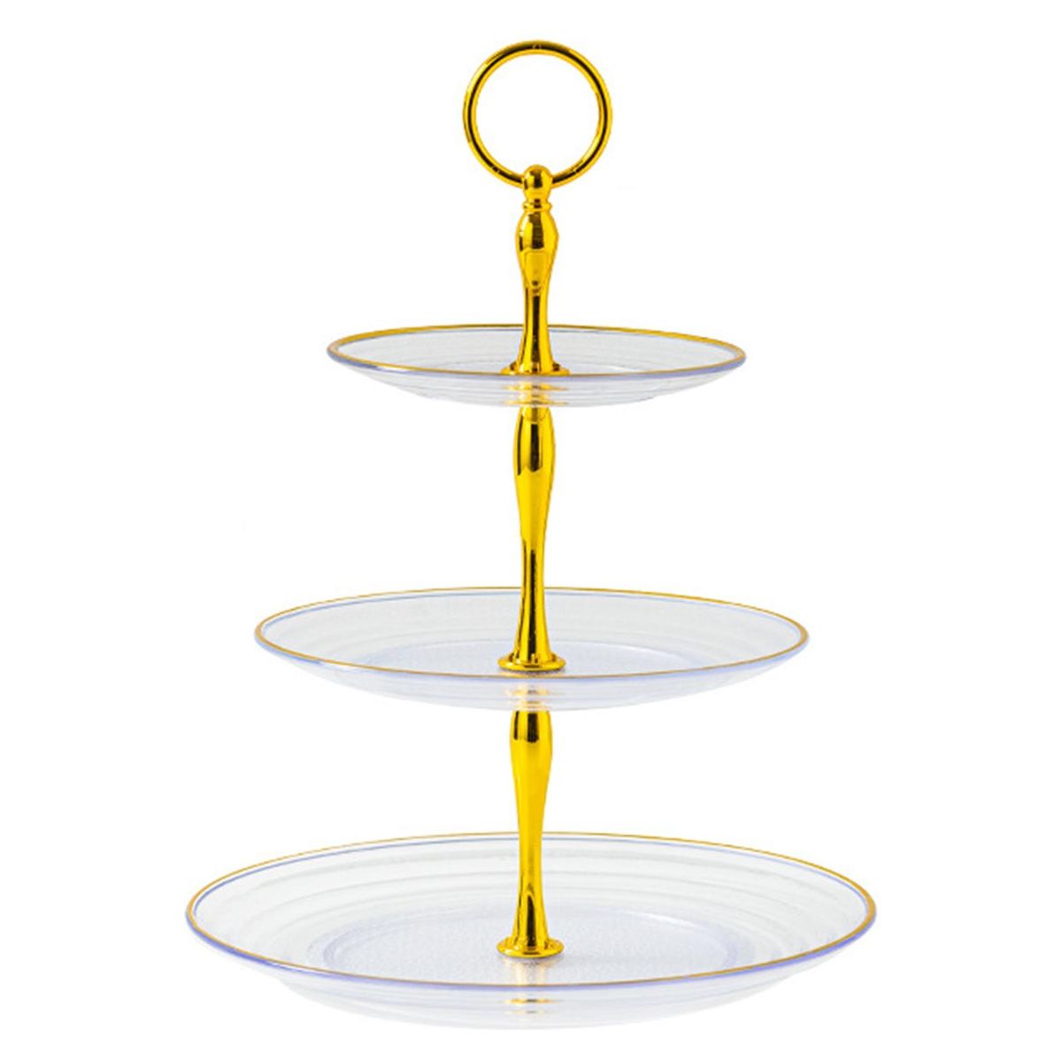 Cake Display Stand Golden Edged Cupcake Stand Elegant 3 Tier for Baby Transparent